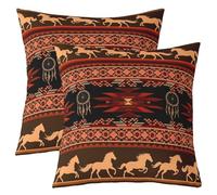 richhome Set di 1 federa per cuscino bohémien, 45 x 45 cm, per bambini, nativi aztechi del sud-ovest, per ragazzi, ragazze, adolescenti, nativi americani del sud-ovest, colore: marrone e arancione