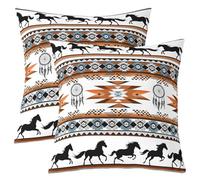 richhome Set di 1 federa per cuscino bohémien, 55 x 55 cm, per bambini, nativi aztechi del sud-ovest, per ragazzi, ragazze, adolescenti, nativi americani del sud-ovest, colore: bianco