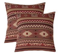 richhome Set di 1 federa per cuscino bohémien, 60 x 60 cm, per bambini, nativi aztechi del sud-ovest, per ragazzi, ragazze, adolescenti, nativi americani del sud-ovest, colore: rosso marrone