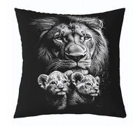richhome Set di 1 federa per cuscino con leone, 60 x 60 cm, per bambini e bambine, per ragazzi e ragazze, motivo safari, decorazione per la casa, tema giungla, 3D, animali selvatici