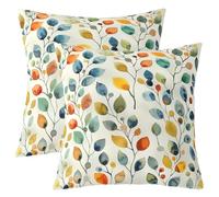 richhome Set di 1 federa per cuscino reversibile con foglie colorate, 40 x 40 cm, per bambini, ragazzi e ragazze, con rami di foglie, per divano, letto, tema natura, estate, per interni ed esterni