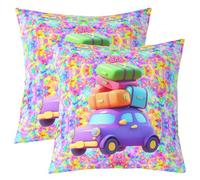 richhome Set di 1 federa per cuscino reversibile con motivo a cartoni animati, 55 x 55 cm, per bambini, motivo floreale colorato, per ragazzi e ragazze, simpatiche federe per divano, letto