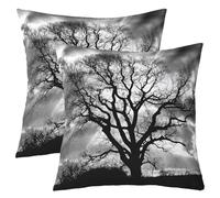 richhome Set di 1 federa per cuscino reversibile per bambini, 60 x 60 cm, motivo: rami d'albero, per bambini e ragazze, motivo botanico, per divano, letto, paesaggio naturale, per interni ed esterni