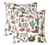 richhome Set di 1 federa per cuscino rustica con cowboy occidentale Wild West, per casa, divano, letto, divano, per ragazzi e ragazze, stile vintage sud-occidentale, 45 x 45 cm