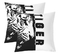 richhome Set di 1 federe per cuscino con tigre bianca, 60 x 60 cm, per bambini, colore bianco e nero, reversibile, per ragazzi, ragazze, adolescenti, animali selvatici, per divano, letto, safari