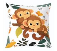 richhome Set di 2 federe per cuscino a forma di scimmia, per bambini, ragazzi e ragazze, decorazione con animali selvatici, 40 x 40 cm, morbide, per camera da letto, safari, albero botanico