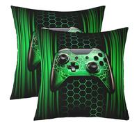 richhome Set di 2 federe per cuscino con controller di gioco 3D, geometriche astratte, esagonali, strisce fluo, 50,8 x 50,8 cm, moderne e alla moda, per cuscini quadrati per soggiorno