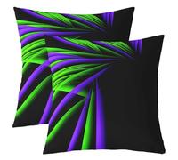 richhome Set di 4 federe per cuscini con motivo astratto ombre, 40 x 40 cm, a righe verdi e viola, per ragazzi, uomini, adulti, adolescenti, lussuose, semplici, moderne, geometriche, decorazione per