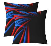 richhome Set di 4 federe per cuscini con motivo astratto ombre, 45 x 45 cm, a righe blu e rosse, per ragazzi, uomini, adulti, adolescenti, lussuose, semplici, moderne, geometriche, decorazione per la