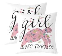 richhome Set di 4 federe per cuscini con tartaruga marina, 50 x 50 cm, morbide, per bambini, ragazze, ragazze, ragazze, ragazze, oceano, rettile, tartaruga, mare, sottomarino, mondo floreale, fiori