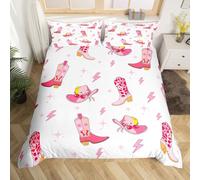 richhome Set di biancheria da letto con copripiumino e stivali da cowgirl in stile azteco occidentale, per bambini, ragazzi e ragazze, decorazione per la camera da letto, cappello da cowboy selvaggio