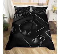 richhome Set di biancheria da letto con cuffie gialle per bambini, ragazzi e ragazze, copripiumino per lettino/culla, per giocare al computer, videogiochi, gamer, gaming, decorazione per camera da