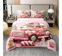 richhome Set di biancheria da letto per bambini con copripiumino natalizio in cotone, per letto king size, motivo: pupazzo di neve, decorazione per camera da letto di ragazzi e ragazze, con omino di