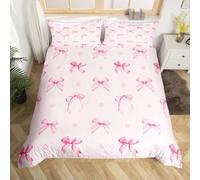 richhome Set di biancheria da letto per bambini con copripiumino rosa con fiocco e papillon per letto junior/culla stile principessa sognante kawaii bowknot Girly floreale copripiumino per donne