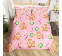 richhome Set di biancheria da letto per bambini con omino di pan di zenzero e fiocco di neve, per bambini e bambine, decorazione per la camera da letto di Natale ornamento copripiumino morbido e