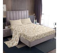 richhome Set di biancheria da letto per bambini, motivo leopardato beige, per bambini, ragazzi e ragazze, stampa leopardata, motivo safari selvaggio, con tasche profonde da 40,6 cm, 3 pezzi con 1