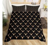 richhome Set di biancheria da letto super king size con teschio di toro nero, per ragazzi e ragazze, ultra morbido, stile occidentale, azteco, mucca, tribale, fattoria, vintage, esotico, decorativo