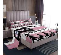 richhome Set di lenzuola con angoli rosa camper king size Happy Camping per bambini RV campeggio accessori auto per albero da viaggio set di biancheria da letto vintage donne uomini ultra morbido