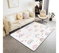richhome Tappeto con lettere arcobaleno in stile cartone animato, 150 x 200 cm, in poliestere, ABC, per soggiorno, camera da letto, grazioso tappeto educativo per interni, morbido antiscivolo