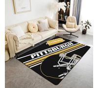 richhome Tappeto da salotto con football americano, 100 x 150 cm, tappeto decorativo per bambini con città di calcio di Pittsburgh, per ragazzi, ragazze, adolescenti, giochi sportivi, tappetino per