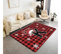 richhome Tappeto Merry Christmas 150 x 200 cm in poliestere a scacchi per soggiorno per camera da letto personalizzato iniziale K Decor tappeto plaid geometrico tappetino per interni morbido
