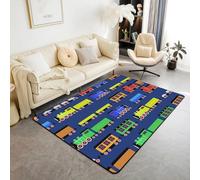 richhome Tappeto per bambini retrò vintage treno soggiorno area tappeto 150 x 200 cm veicolo stampato decorazione tappeto per ragazzi ragazze adolescenti colorato treno a vapore tappetino per interni