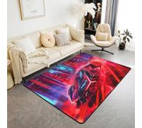 richhome Tappeto per interni con auto da corsa rossa, 150 x 200 cm, per soggiorno, camera da letto, ragazzi, ragazze, bambini, sport estremi, decorativo, morbido, antiscivolo, per tutte le stagioni