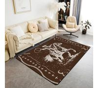 richhome Tappeto per interni con cowboy occidentale, motivo teschio di toro marrone, 100 x 150 cm, per bambini, ragazzi, ragazze, adolescenti, decorazione rustica occidentale