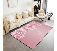 richhome Tappeto rosa con fiocco lettera J, 150 x 200 cm, in poliestere, con graziosa farfalla, tappeto per soggiorno, camera da letto, stampa glitterata, tappeto decorativo, tappetino per interni