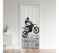 richhome Tenda da porta per moto da cross, 86 x 203 cm, per sport estremi, per saloni di camere, corse motocross, cavaliere, privacy, colore nero e bianco