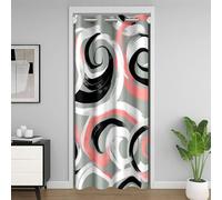 richhome Tenda per porta rossa e nera, per la privacy, arte astratta, armadio, copertura geometrica, divisorio, 132 x 203 cm, arte moderna, camera da letto, soggiorno, trattamenti per finestre