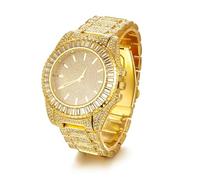 richhut Moissanite - Orologio da uomo e ragazzo, quadrante scintillante Starlight con diamanti quadrati, lussuoso, placcato in oro bianco 18 kt, impermeabile, regalo per fidanzato e marito, Orologio