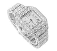 richhut Orologio con Diamanti per Uomo Iced Out Cinturino Largo 20MM Placcato in Oro Bianco Platino, Regalo per Fidanzato Marito