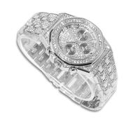 richhut Orologio con Diamanti per Uomo Iced Out Quadrante con Numeri Romani Cinturino Largo 22MM Placcato in Oro Bianco Platino, Regalo per Fidanzato Marito