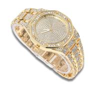 richhut Orologio con Diamanti per Uomo Iced Out Quadrante Ottagonale Cinturino Largo 20MM Placcato in Oro 18K, Regalo per Fidanzato Marito