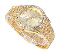 richhut Orologio con Diamanti per Uomo Iced Out Quadrante Rotondo Cinturino Largo 18MM Placcato in Oro 18K, Regalo per Fidanzato Marito