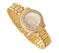richhut Orologio di Lusso con Diamanti per Bambini - Iced Out Bling Placcato in Oro 18K - Quadrante Rotondo Strass Gypsophila Cinturino 19,5cm - Scatola Regalo Incluso