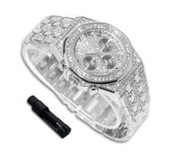 richhut Orologio di Lusso con Diamanti per Bambini - Iced Out Bling Placcato in Platino - Quadrante Ottagonale 38mm Cinturino 19,5cm - Strumento di Regolazione Incluso