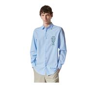 Richmond - Camicia a righe azzurre in cotone con stampa testuale minimal - - Shirts - Uomo - Blu - M