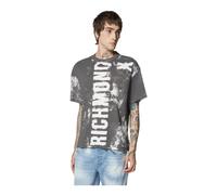 Richmond - T-shirt a maniche corte con stampa effetto vintage e logo - - Tops - Uomo - Grigio - XL