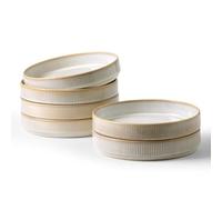 Richmount Star: Set di 6 pezzi, piatti fondi per pasta e ciotole per zuppa, per cucina e tavola, resistente al microonde e alla lavastoviglie, Bianco Cappuccino