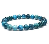 RICHRAIN Apatite blu 8 mm pietra naturale bracciale donna, 18 cm, Pietra Pietra Perla