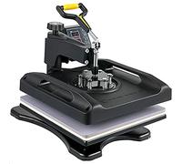 RICHRICH Nero Stampa Tessile Macchina di Sublimazione 1000W Trasferimento di Calore 360 ° Rotazione Stampante per T-Shirt Cappello Cappello ecc, Stampa Caldo Combinata 5 in 1 38x38 cm