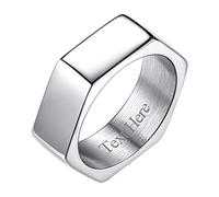 Richsteel Anello Creativo Dado Esagonale con Rune Anello Minimalista da Uomo Unisex Stile Punk HIppie Hiphop Personalizzabile Argento/Nero/18k Oro in Acciaio Inox