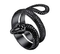 Richsteel Anello Serpente Personalizzato Uomo Donna Acciaio Inossidabile/Placcato Oro 18k/Nero Anelli Animali Taglia IT 14-27 Nome Gioielli Punk Gotico Inciso Regalo Personalizzato Originale