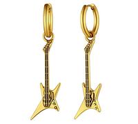 Richsteel Chitarra Elettrica Orecchini Uomo Oro Serie Senza Rimpianti Orecchini Pendenti Teschio Rock Oreccchino Uomo Argento Stile Hiphop Figo di Alta Qualità
