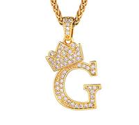 Richsteel Ciondolo Lettera Bling AAA + CZ 26 Lettera Collana Nome Collana con Cubic Zirconia Alfabeto dalla A alla Z Gioielli come Compleanno/San Valentino