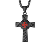 Richsteel Collana con Ciondolo Croce Templare Croce Rossa Elegante da Uomo Unisex Simbolo Cavalieri Templari Nero Gioielli Amuleto Regali per Coppie Genitori