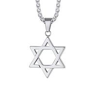 Richsteel Collana da Uomo Stella di David Collana con Esagramma Pendente Magen Intrecciato Religioso Catena Regolabile 55+5 cm Acciaio Inossidabile Gioielli Amuleto Religione per Uomini e Ragazzi