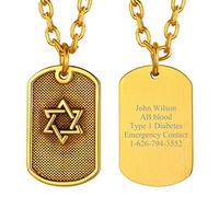 Richsteel Collana da Uomo Stella di David Collana con Esagramma Pendente Magen Intrecciato Religioso Catena Regolabile 55+5 cm Acciaio Inossidabile Gioielli Amuleto Religione per Uomini e Ragazzi